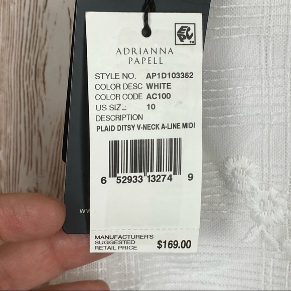 Adrianna Papell Plaid‎ Ditsy V Neck A Line Midi Dress Size 10 - Picture 12 of 14